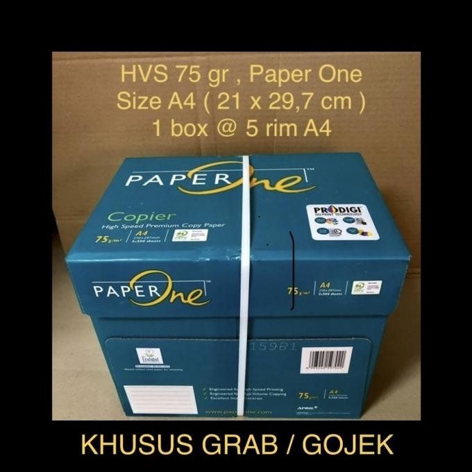 

Hvs A4 75 gr Paper One ( Box ) KHUSUS GRAB / GOJEK