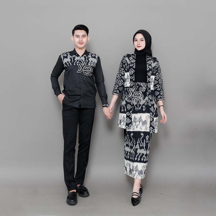 [READY STOCK] Set couple madam black sumba NTT baju tenun couple, baju kondangan tenun, couple