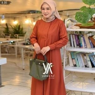 DRESS WANITA WARNA MERAH BATA BEST SELLER/GAMIS YAHWO BY SHIDQI R 011