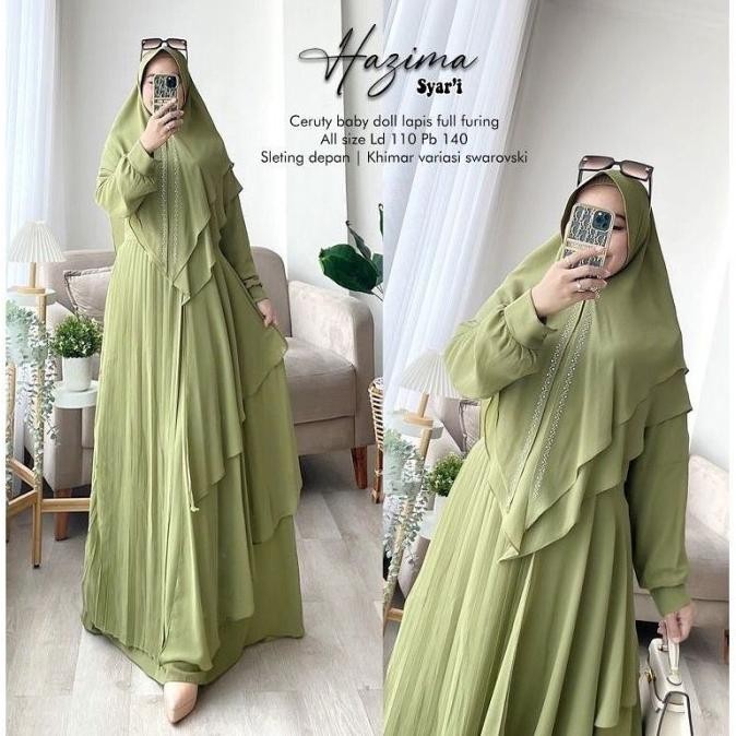 BAJU GAMIS WANITA SYARI TERBARU SET HIJAB KHIMAR PESTA JUMBO BUSUI