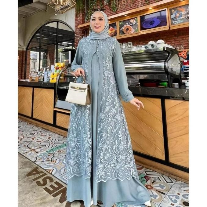 DRESS CERUTY MIX BROKAT RESLETING DEPAN BUSUI-GAMIS LEBARAN TERBARU