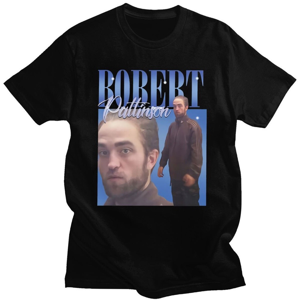 Robert Pattinson 90-an Vintage Unisex Hitam Tshirt Pria T Shirt Besar Grafis T Shirt 100% Katun |XCj