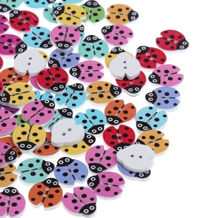 

VO308 Kancing Kayu Dua Lubang - Ladybug Style (10pcs) GRATIS ONGKIR