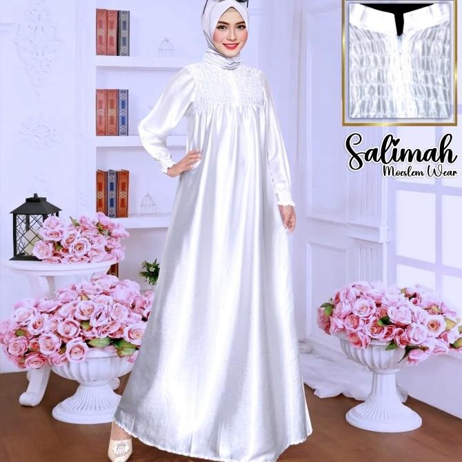 GAMIS WANITA TERBARU / MURAH/ SATIN SMOCE PUTIH