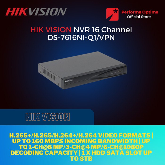 TERMURAH - NVR HIKVISION 16CH DS 7616NI Q1 / NVR HIKVISION 16 CHANNEL