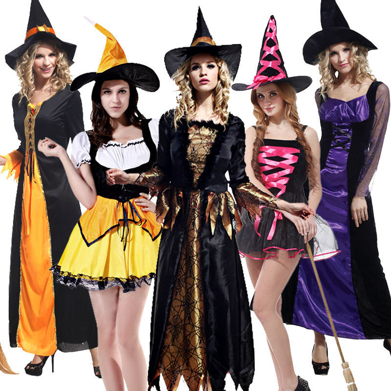 Female Witch Costume Augur Halloween Adult Witch Fancy Dress Ball Court cosplay Costume Watch Costum