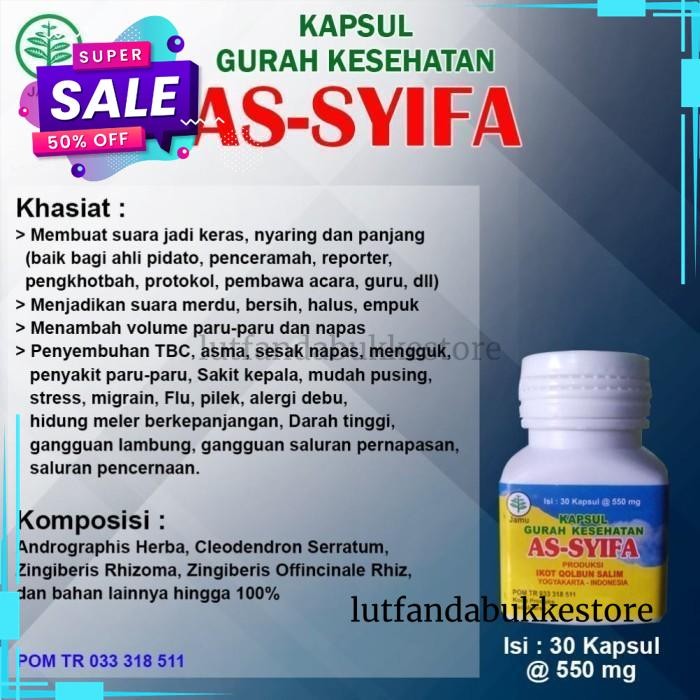 

KAPSUL GURAH KESEHATAN AS-SYIFA UNTUK PERNAFASAN DAN SUARA BEST SELLER !!
