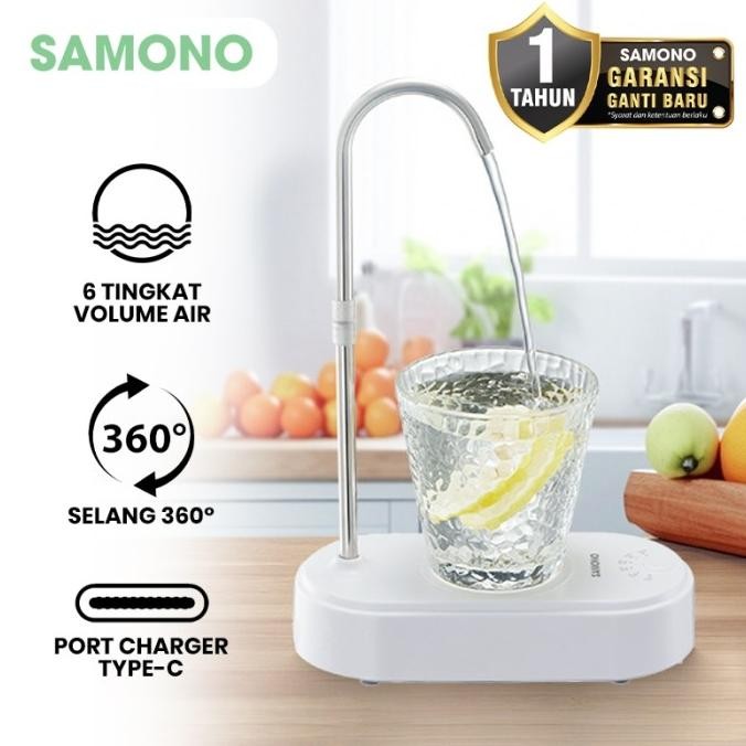 SAMONO Pompa Air Galon Meja Elektrik Rechargeable Electric Desktop Water Dispenser
