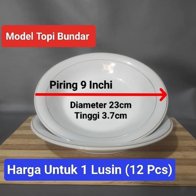 PIRING MAKAN PIRING PUTIH LIS EMAS HARGA UNTUK 1 LUSIN (12 PCS) 2807T