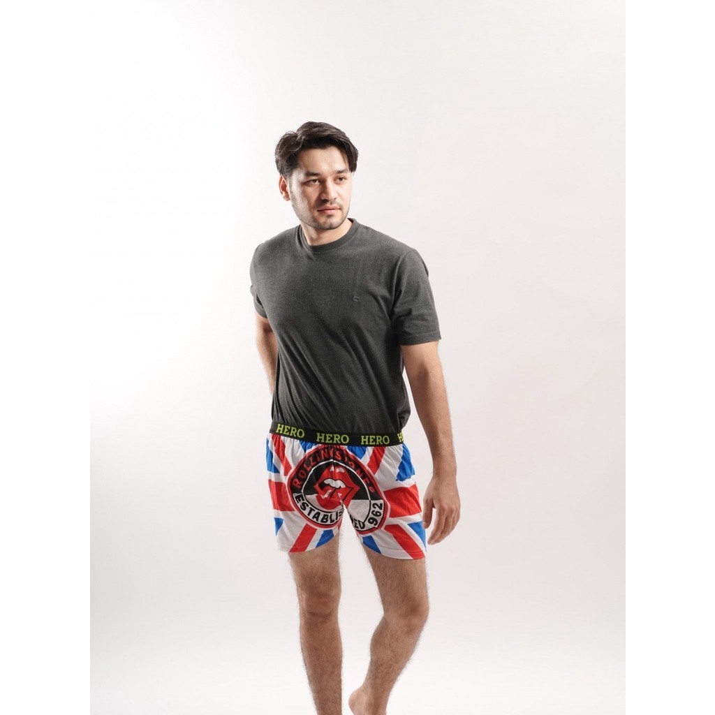CELANA BOXER MOTIF ROLLING STONES BENDERA | CELANA PENDEK UNISEX KARAKTER | CELANA PENDEK KOLOR