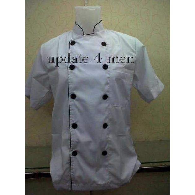 JUMBO Seragam Baju Chef Baju Koki Putih Lengan Pendek Size XXL JUMBO E82JA
