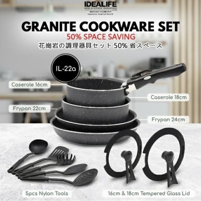 IDEALIFE Panci Set / Granite Cookware Set / IL-22A