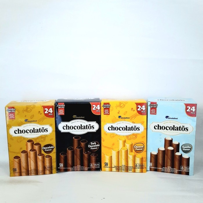 

DISKON Chocolatos Wafer Roll 12gr 14gr isi 24pcs (coklat, dark, keju, vanila)