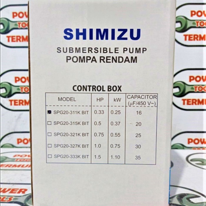 Control Box Shimizu Spg20-311K 0.33 Hp Submersible Pompa Celup 3" 1/3