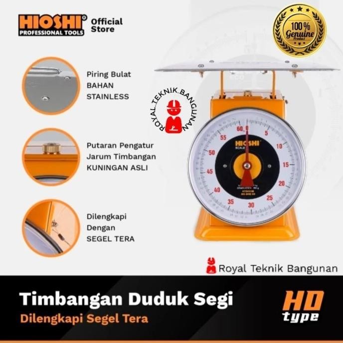 Timbangan Duduk Manual Jarum Segi 30 60 100 150 Kg Heavy Duty Hioshi Terbaru