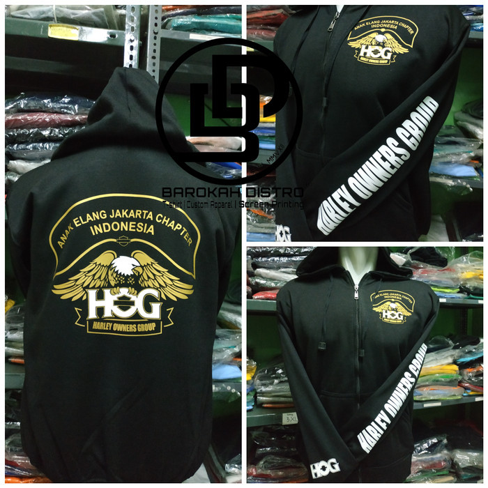Terlaris Sweater Hoodie Zipper HOG ANAK ELANG JAKARTA - HARLEY OWNER GROUP SALE