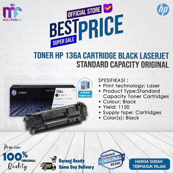 

Toner HP 136A Cartridge Black Laserjet Standard Capacity Original