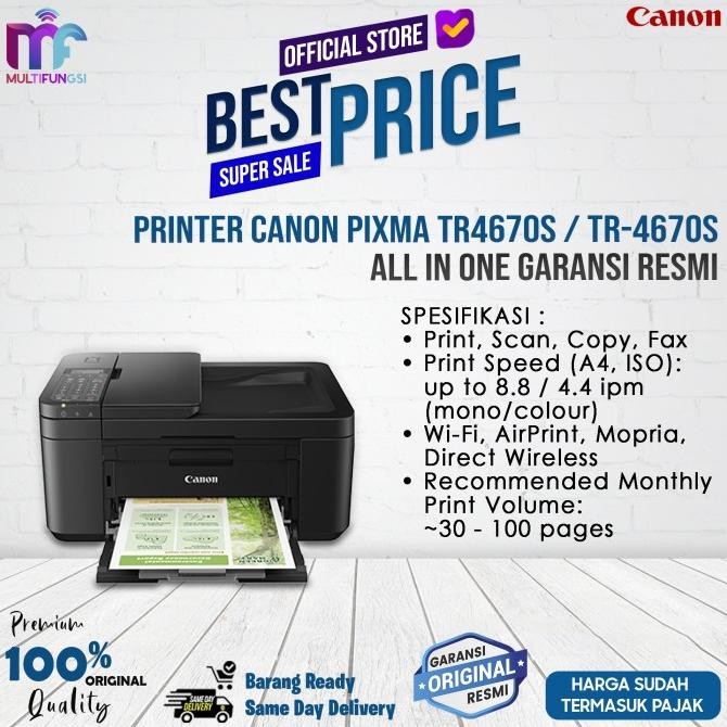 

Printer Canon Pixma TR4670S / TR-4670S All In One Garansi Resmi