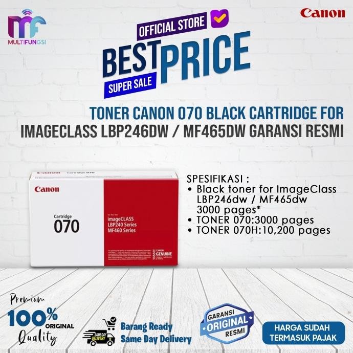 

Toner Canon 070 / 070H Black Cartridge for ImageClass LBP246dw / MF465dw Garansi Resmi