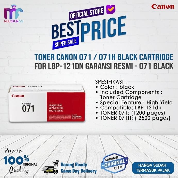 

Toner Canon 071 / 071H Black Cartridge For LBP-121dn Garansi Resmi
