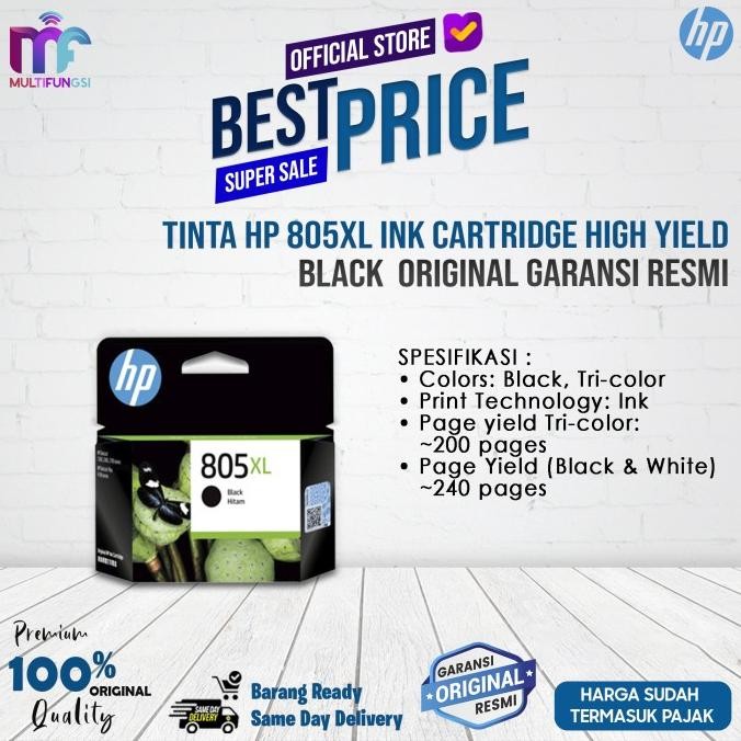 

Tinta HP 805XL Ink Cartridge High Yield Black / Colour Original Garansi Resmi