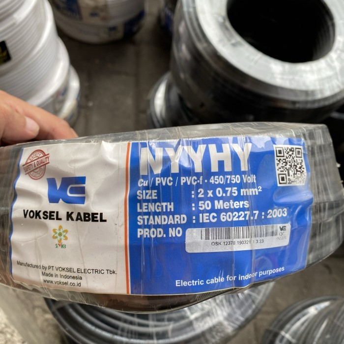TERBARU Kabel serabut NYYHY 2x0.75mm merk VOKSEL (50mtr)