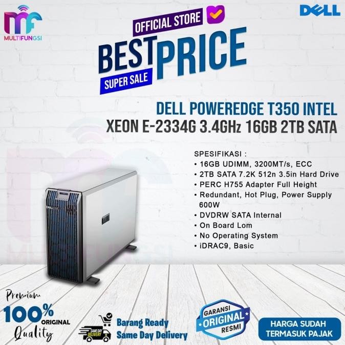 

Dell PowerEdge T350 Intel Xeon E-2334G 3.4GHz 16Gb 2TB SATA
