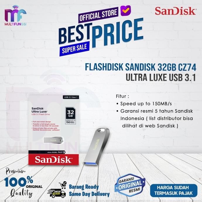 

Flashdisk SanDisk 32GB CZ74 Ultra Luxe USB 3.1