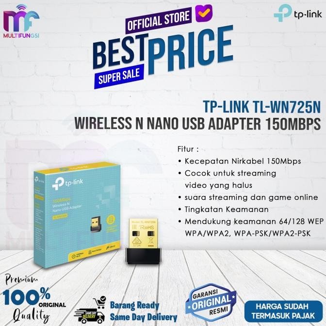 

TP-LINK TL-WN725N Wireless N Nano USB Adapter 150Mbps TPLINK