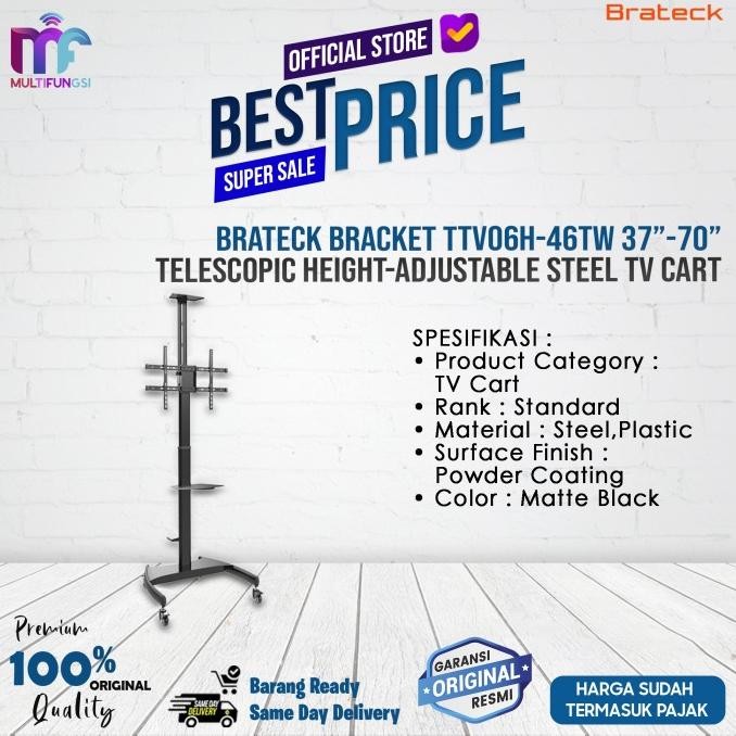 

Brateck Bracket TTV06H-46TW 37-70 Telescopic Height-Adjustable Steel TV Cart