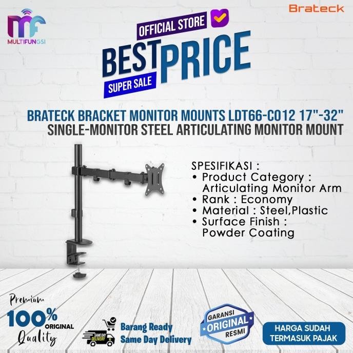 

Brateck Bracket Monitor Mounts LDT66-C012 17"-32" Single-Monitor Steel Articulating Monitor Mount