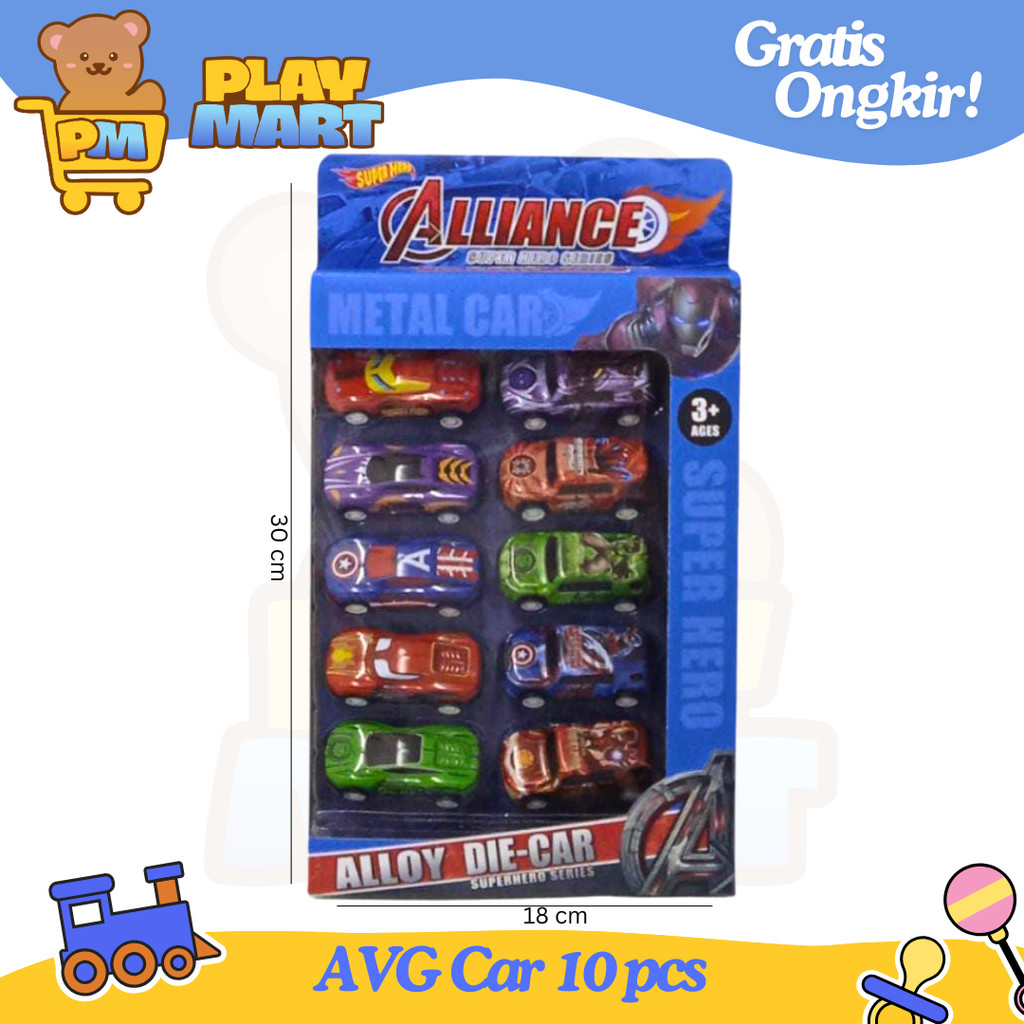 Mainan Anak Mobil-Mobilan Avengers 10 pcs Mainan Anak Mobil-Mobilan Set