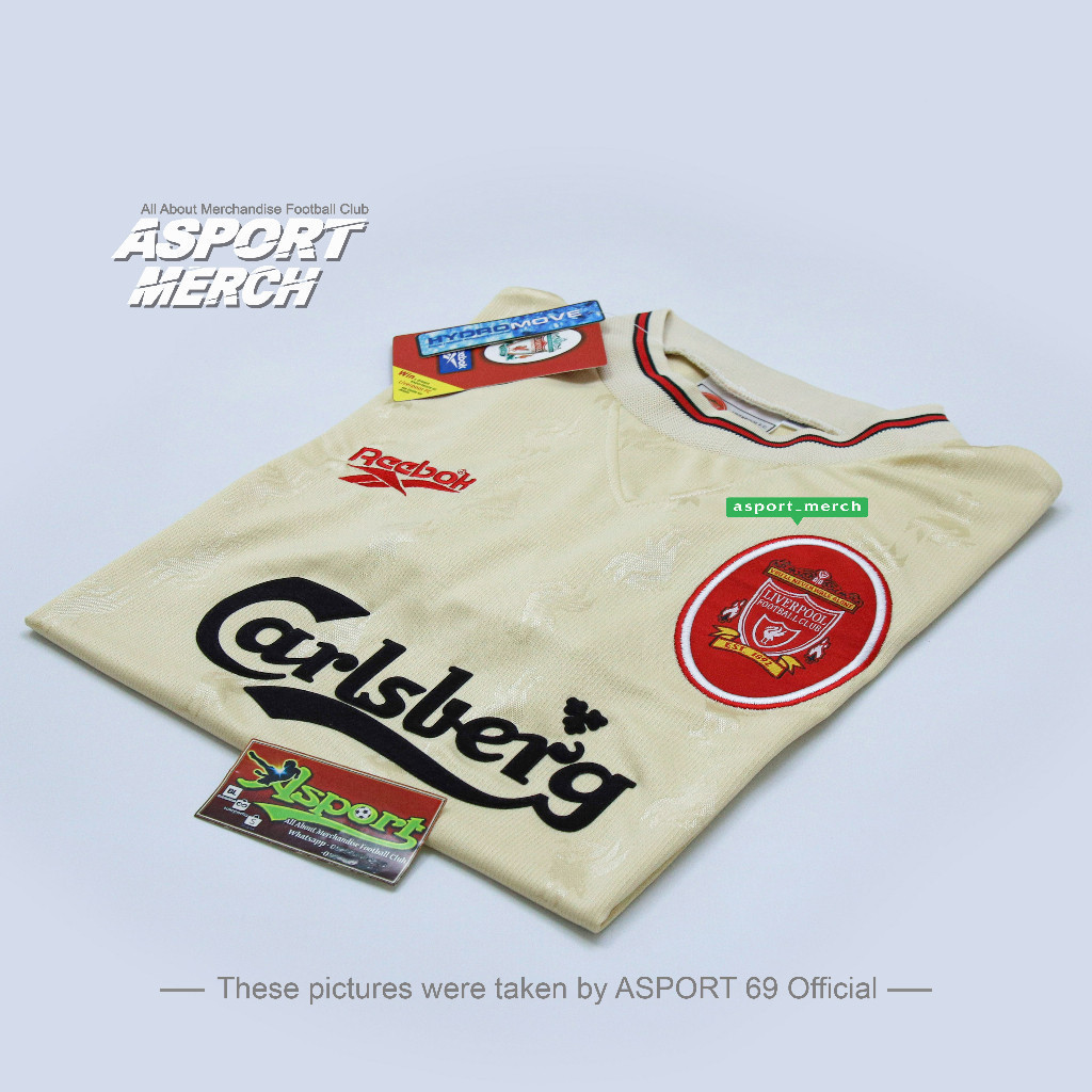 JERSEY LIVERPOOL RETRO AWAY 1996 1997 JERSEY RETRO LFC AWAY 96 97 CREAM