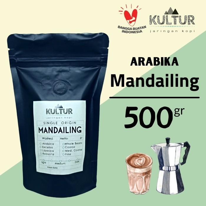 

Promo!! Biji Kopi Coffee Bean Kopi Giling Bubuk Arabika Mandailing 500Gr