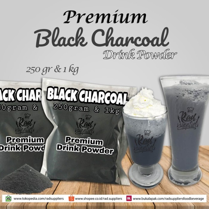 

Ready Stock Premium Black Charcoal Latte Drink Powder 1Kg, Best Seller, Ekonomis!