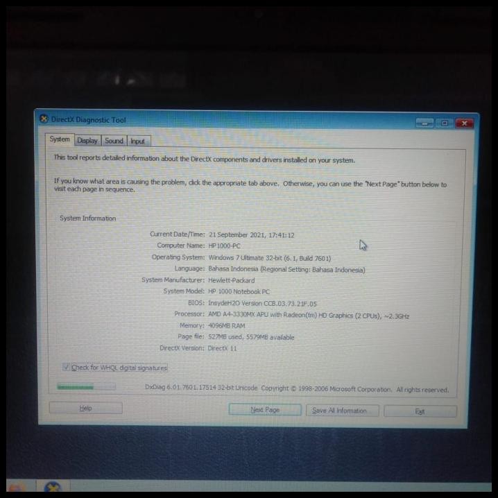 LAPTOP HP 1000, AMD A4-3330MX, AMD RADEON HD 6480G, RAM 4/500GB
