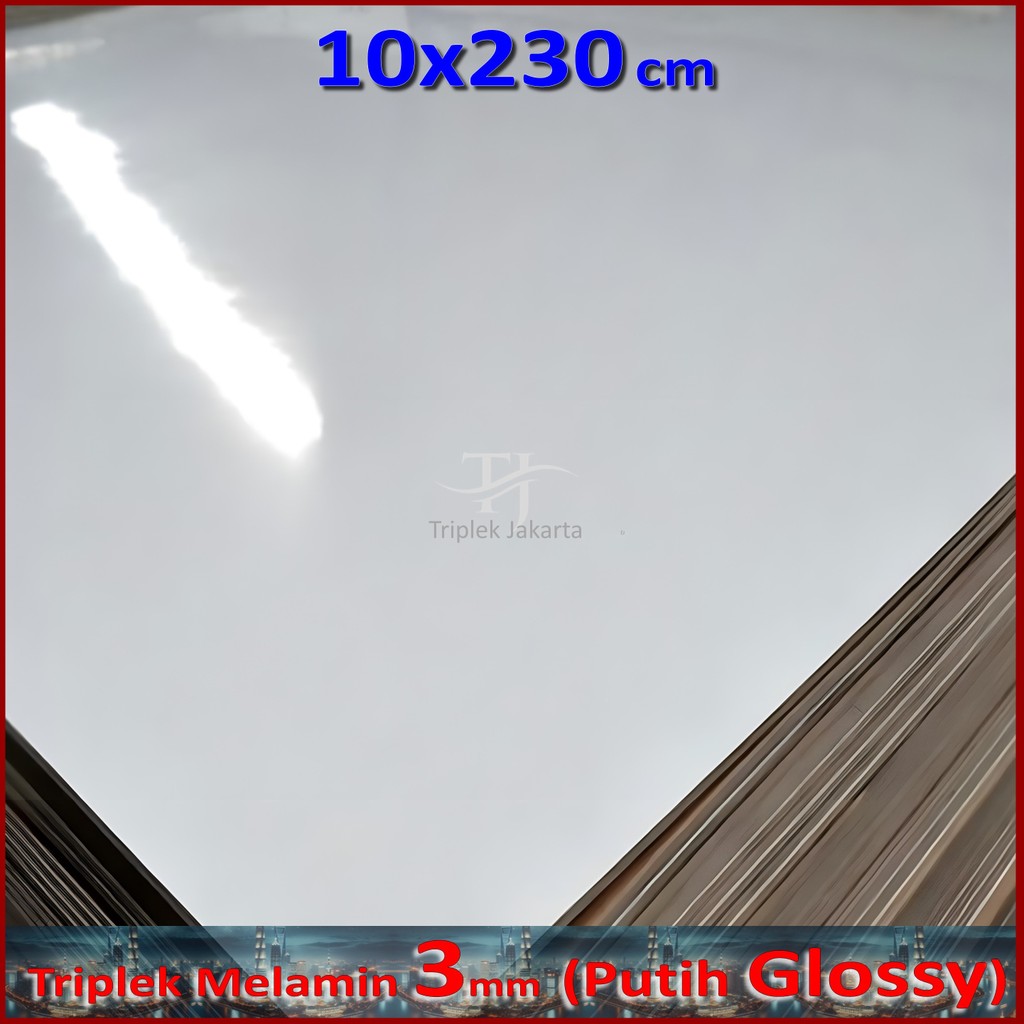 Triplek Putih Glossy 3mm 10x230 cm ( 230x10 cm ISI 8 LEMBAR ) | Melamin Glossy 1 Muka 3 mm 10x230 cm