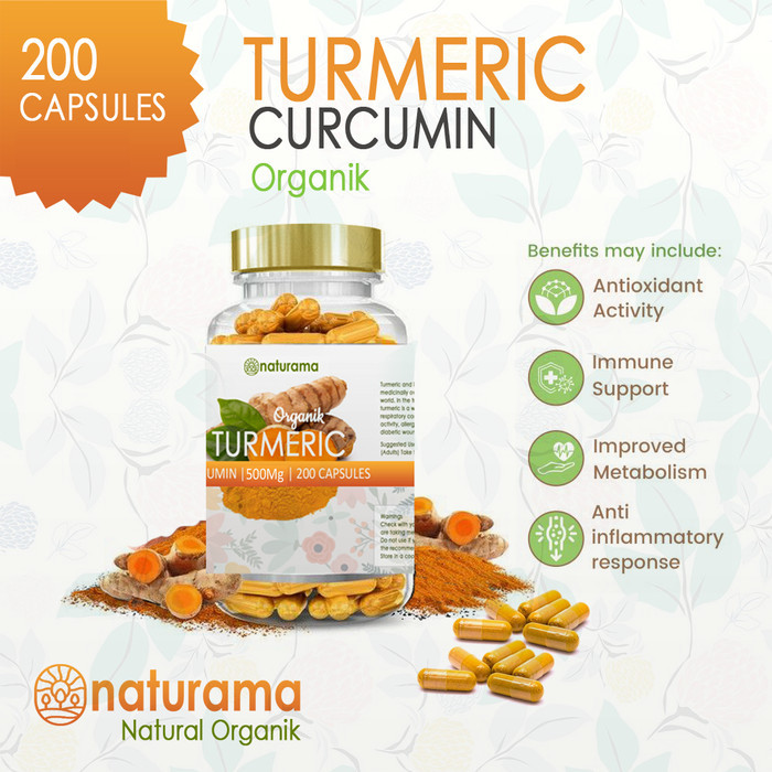 Terlaris Turmeric Curcumin Organic 200 Kapsul Naturama Kapsul Kunyit Organik