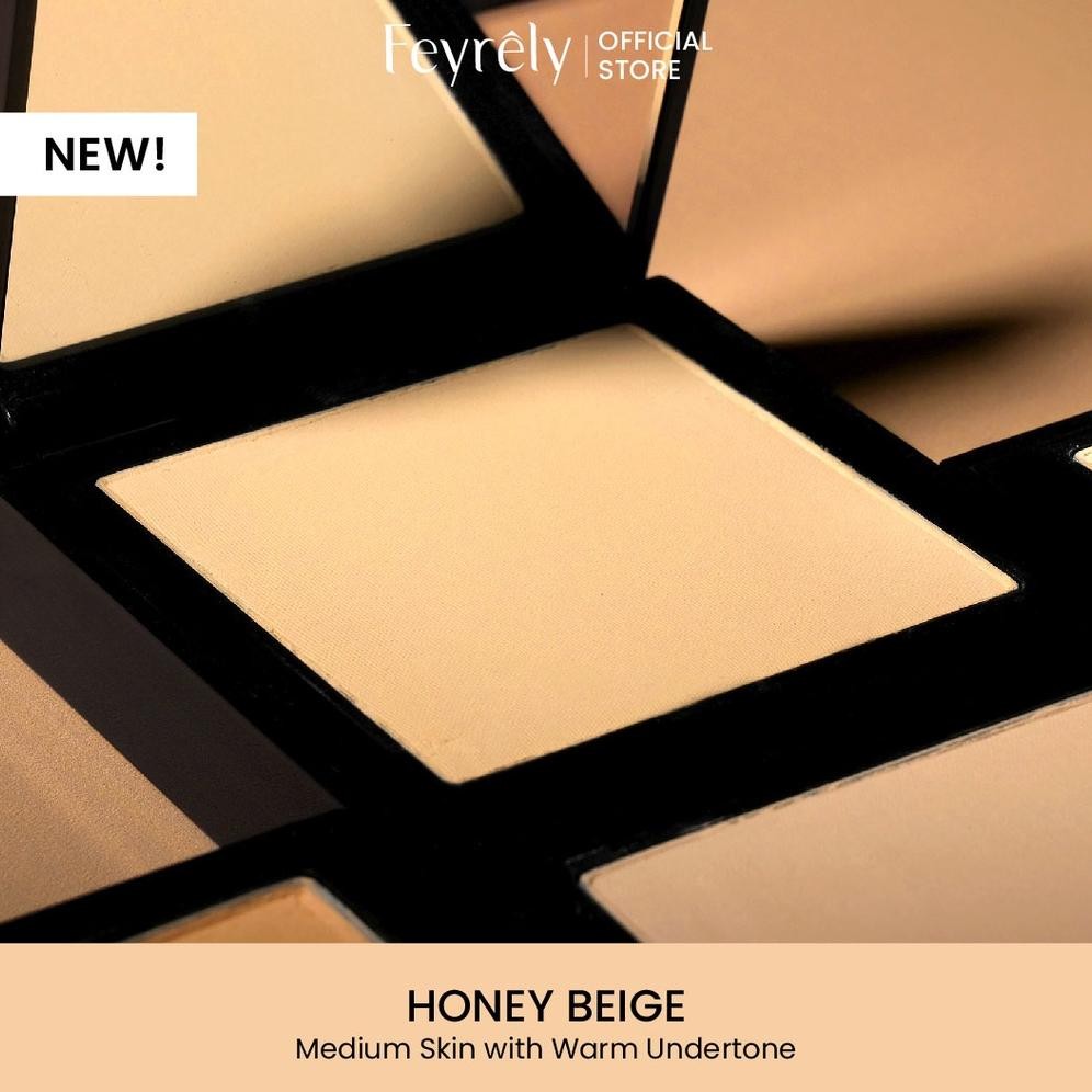 Sedang Promo | Feyrely Airy Poreless Longlasting Powder Foundation - Honey Beige | Bedak Padat | Loo