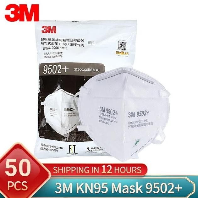 MASKER 3M 9502+ KN95 N95 HEADLOOP IMPORT ORIGINAL 1 BAG 50 PCS