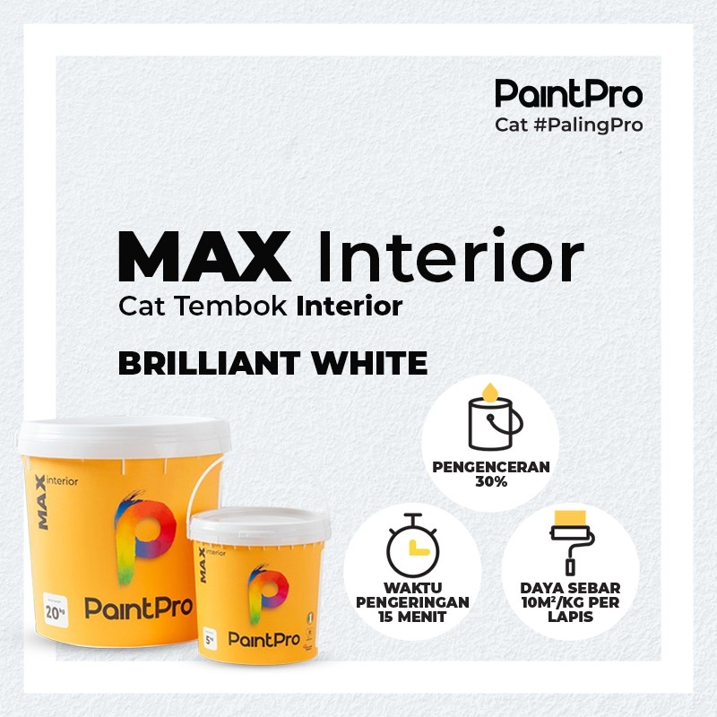 PaintPro MAX Interior - 5 kg 5kg | Cat Interior | Warna Cerah & Tahan Lama | Anti Lumut & Jamur | Pe