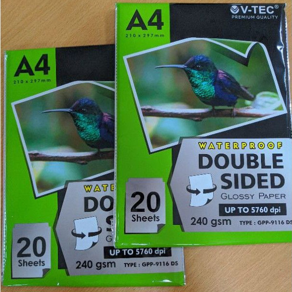 

V-TEC GLOSSY PHOTO PAPER A4 240 GSM GPP-9116 WATERPROOF DOUBLE SIDED