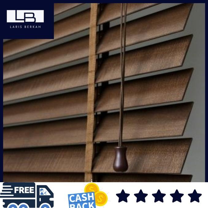 Tirai kayu wooden blind khusus indoor kerai kayu/gorden jendela TER