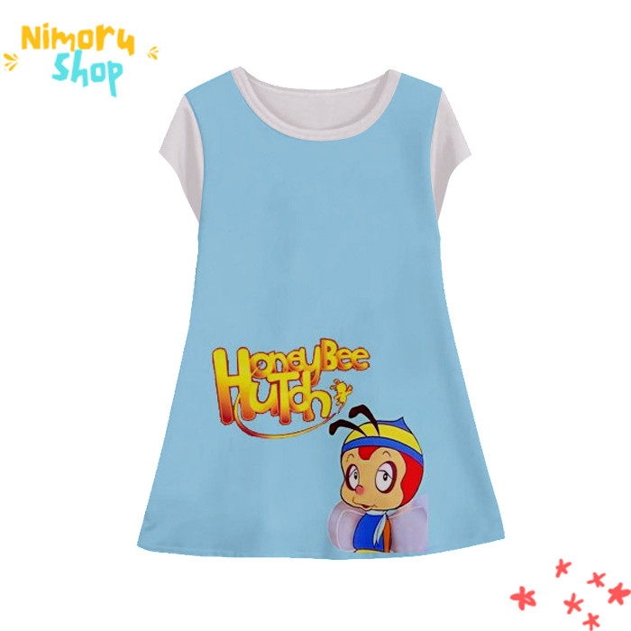 Baju Dress Anak 3D Tunik-Hutchi-1-designWD Anime Hachi si Lebah Madu Tunik Untuk Usia 1-12 Tahun - N