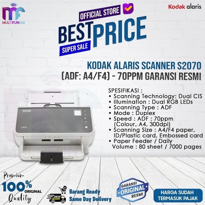 

Kodak Alaris Scanner S2070 (ADF: A4/F4) - 70ppm