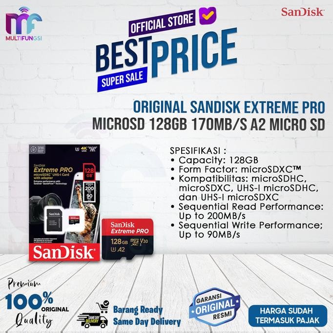 

SanDisk MIcroSd Extreme PRO microSDXC UHS-I 128GB Garansi Resmi