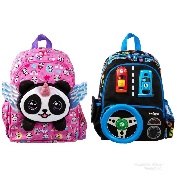 Smiggle Panda Vroom Character Backpack - Tas Junior Smiggle