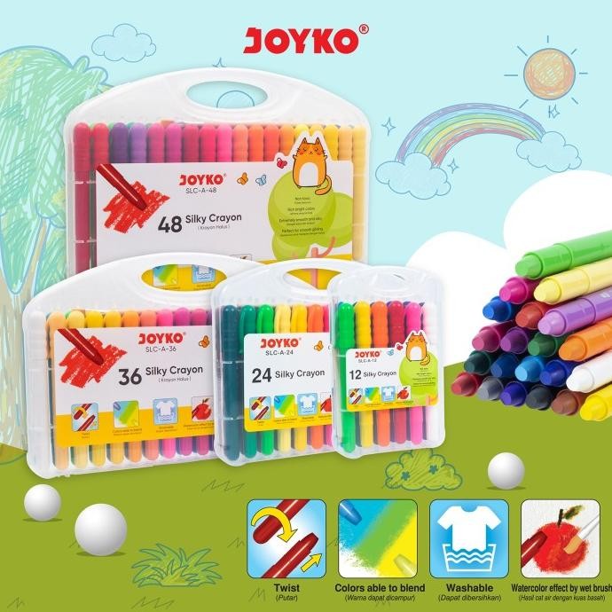 

JOYKO TWIST CRAYON SILKY OIL PASTEL / KRAYON JOYKO HALUS PUTAR SLC-A CRAYON ALAT GAMBAR ALAT LUKIS PENSIL WARNA LENGKAP UNIK LUCU MODERN TERBARU ASLI 100% ORIGINAL OFFICIAL GARANSI BRAND TERLARIS DISKON GROSIR COD TREND 2024 2025 NEGO BAYAR DI TEMPAT