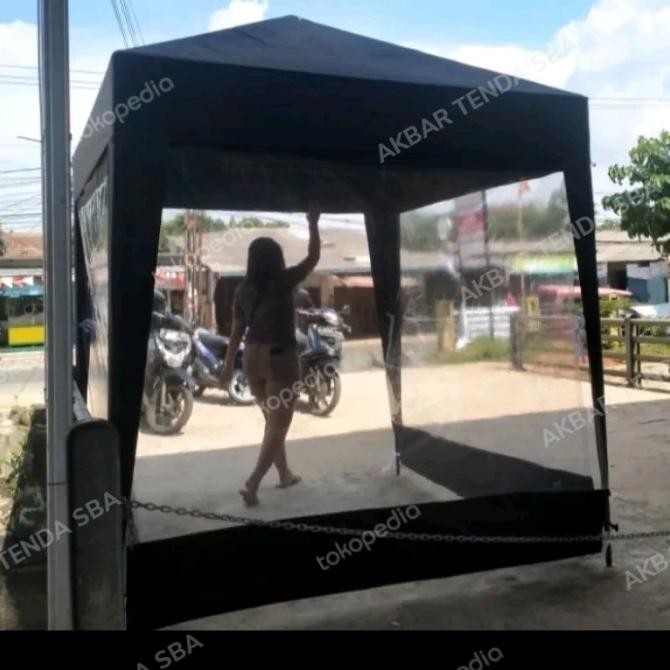 Tenda Cafe Bongkar Pasang Uk. 2X2+ Tirai 3 Sisi