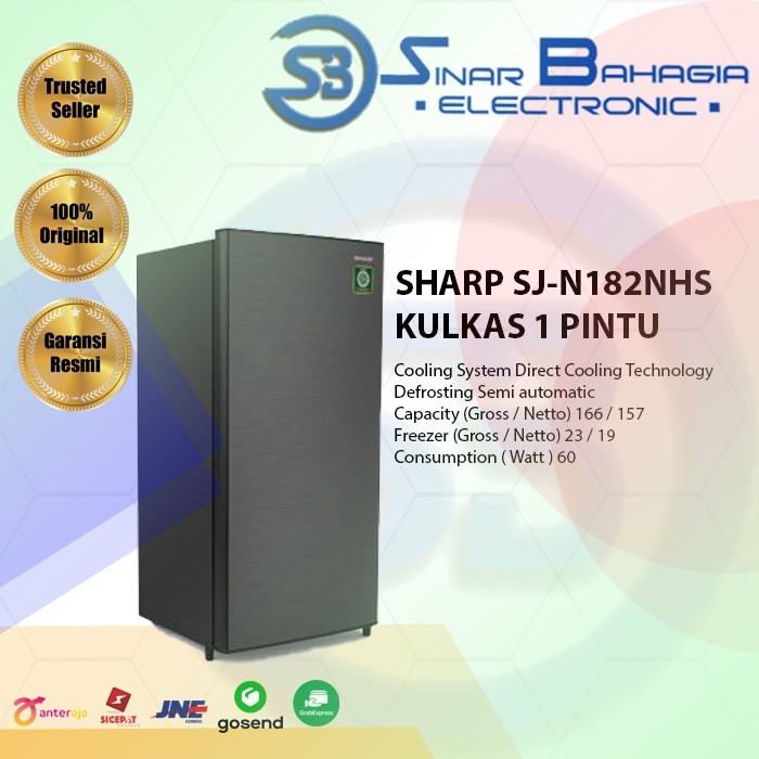 SHARP SJ-N182NHS KULKAS 1 PINTU (NEW) (KHUSUS BANDUNG)